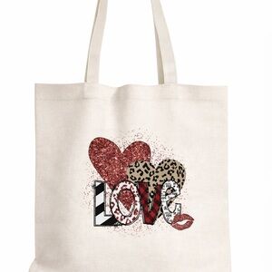 Stylish Love Print Tote Bag Custom Handmade Graphic Grocery book Beach Bag